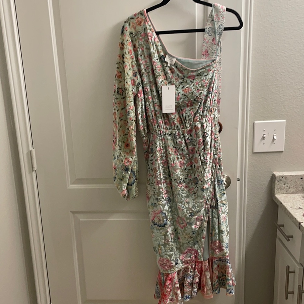 New with tags Revolve pastel velvet dress with slit size medium